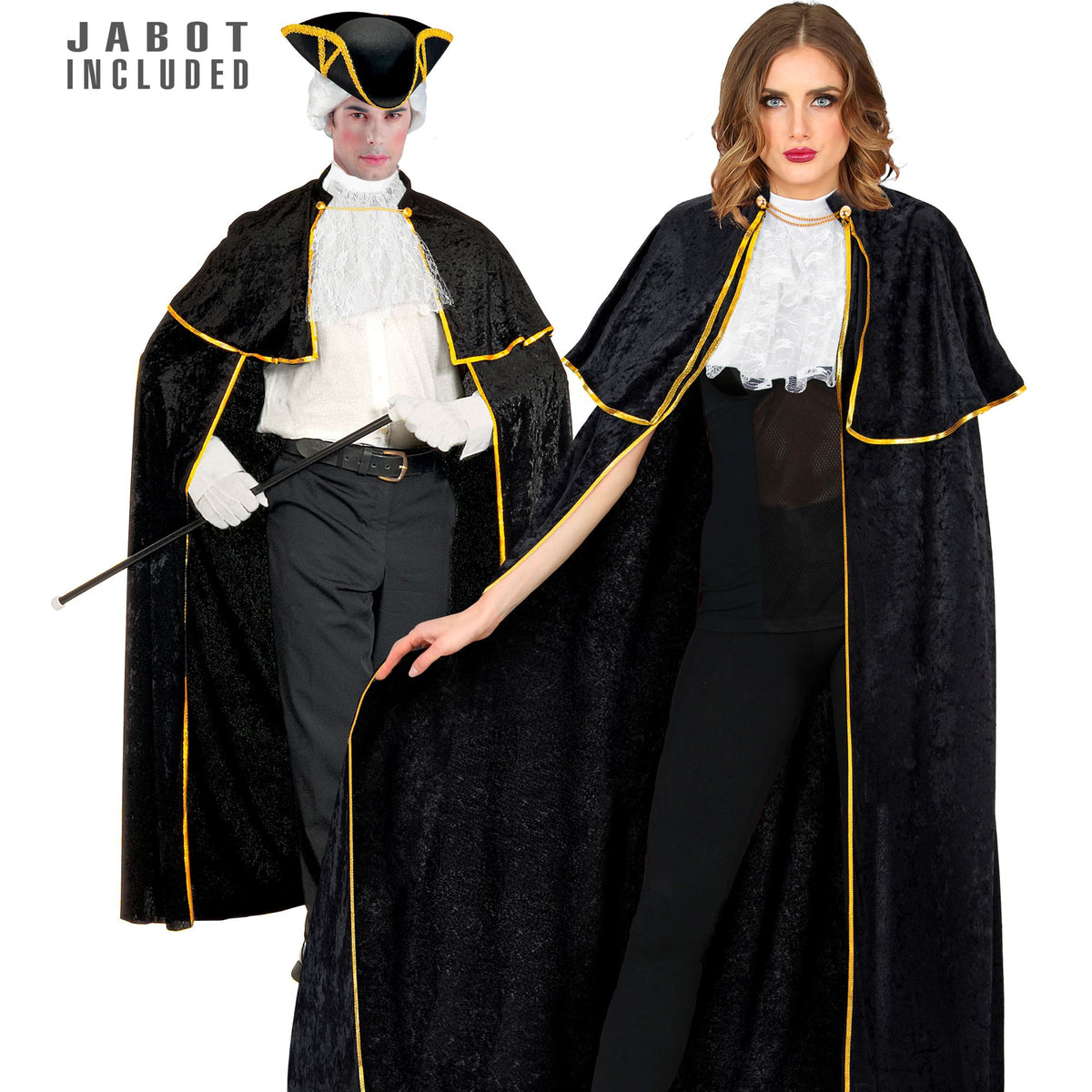 "VENEZIANISCHER UMHANG MIT JABOT" aus Samt - 142 cm