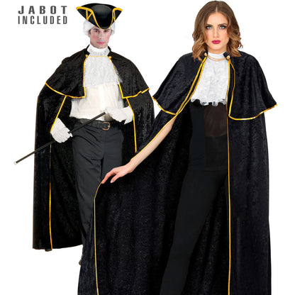"VENEZIANISCHER UMHANG MIT JABOT" aus Samt - 142 cm