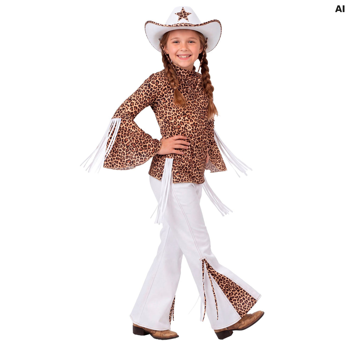 Widmann Texas Girl Kinderkostüm mit Bluse, Hose und Hut – Detailansicht