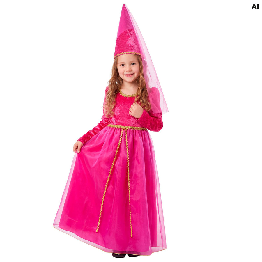 Widmann SCHLOSSMÄDCHEN Kinderkostüm mit Kleid und Hut mit Schleier