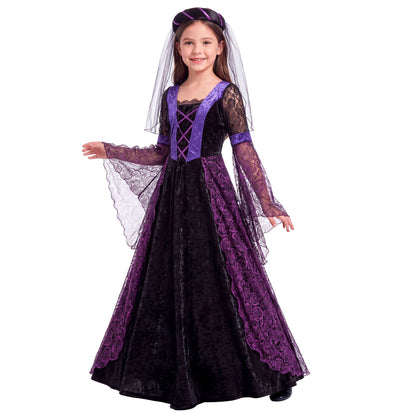 "GOTISCHE PRINZESSIN" (Kleid, Kopfbedeckung mit Schleier)