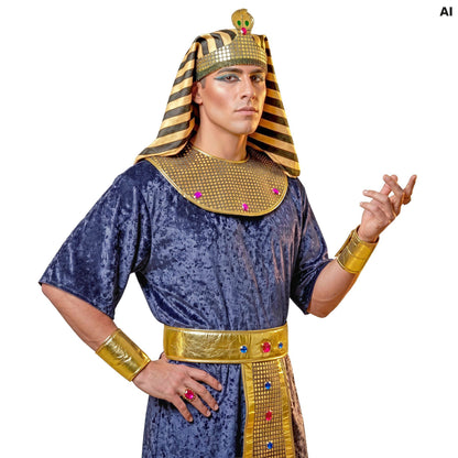 "TUTANKHAMEN" (Tunika, Halsband und Gürtel mit Edelsteinen, Armbänder, Kopfbedeckung)