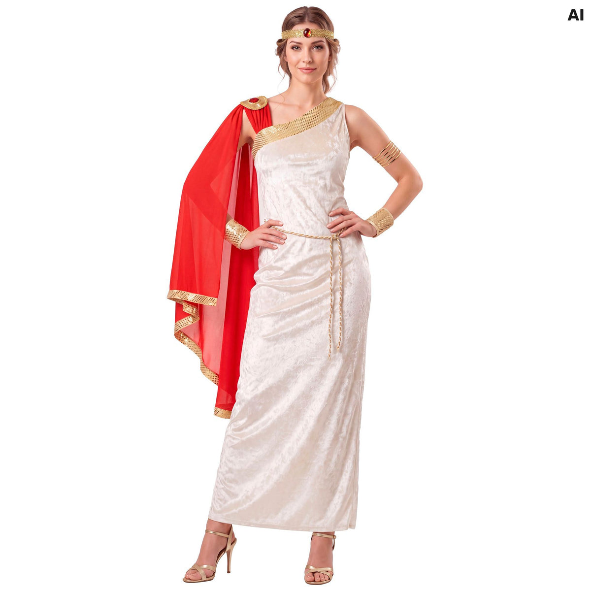 "LUCILLA" (Tunika mit Toga, Gürtel, Armbänder, Stirnband mit Edelstein)