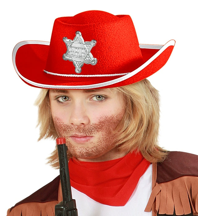 "ROTER COWBOYHUT MIT SHERIFFSTERN" Kindergröße