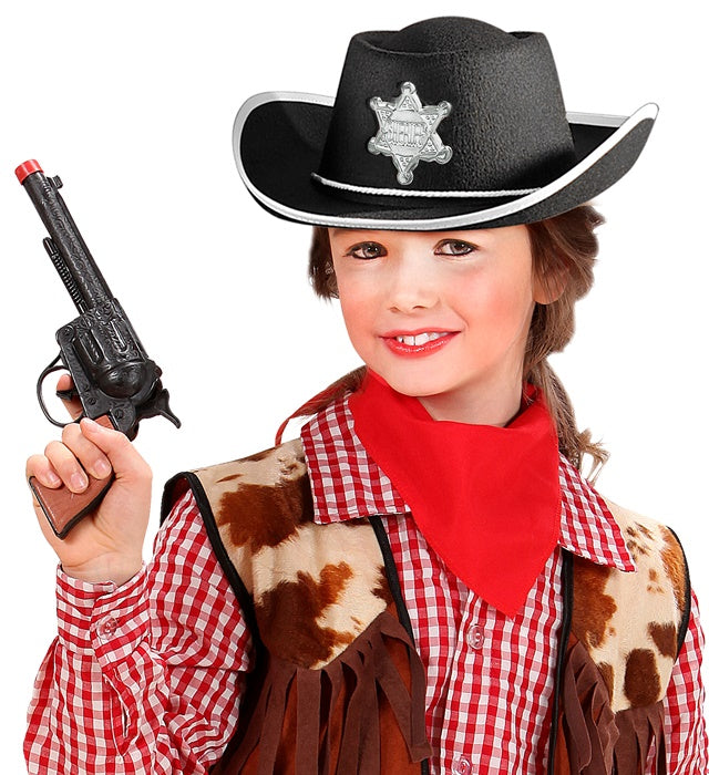 "SCHWARZER COWBOYHUT MIT SHERIFFSTERN" Kindergröße