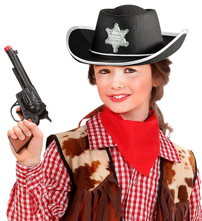 "SCHWARZER COWBOYHUT MIT SHERIFFSTERN" Kindergröße