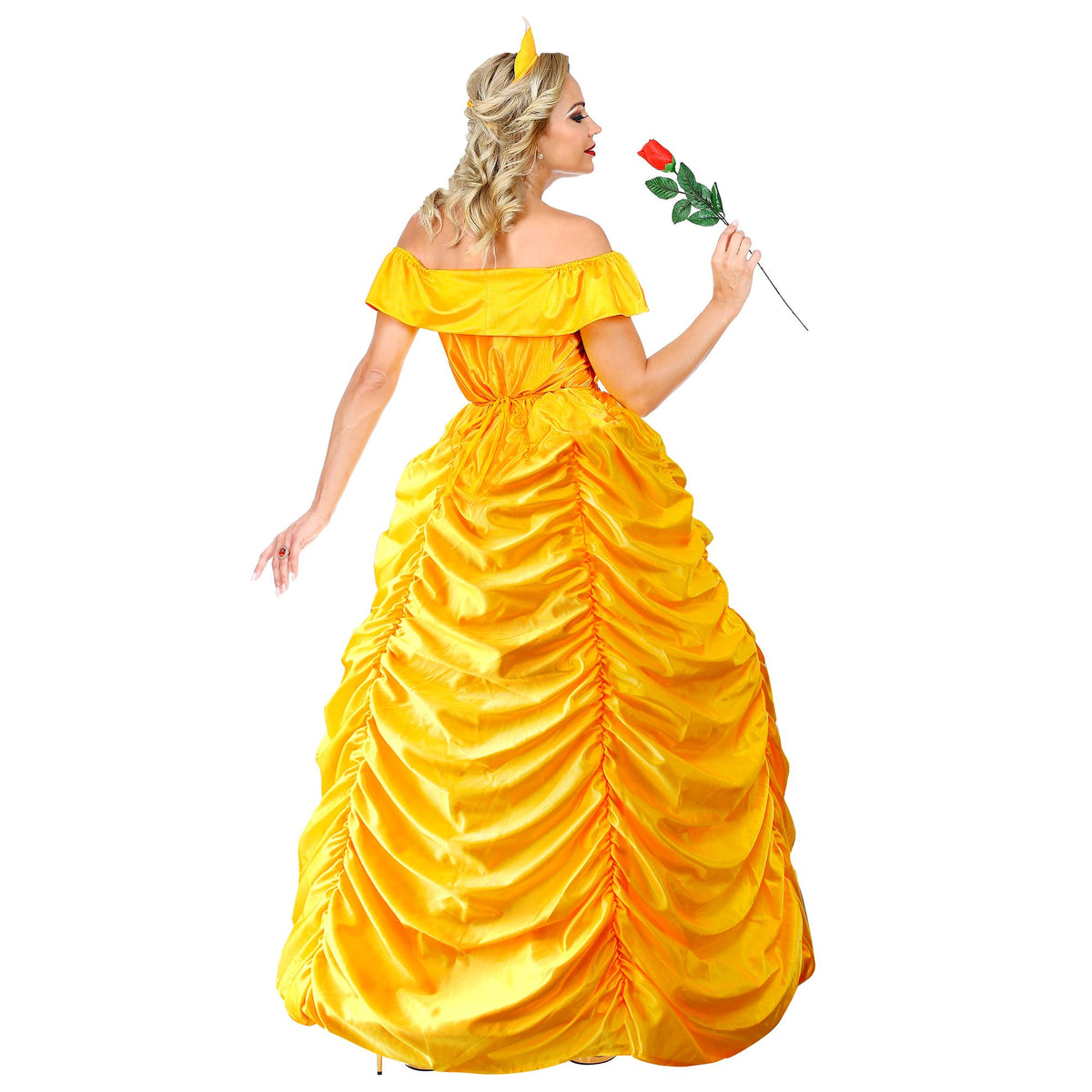 Beauty Queen Kostüm von Widmann mit Petticoat, Gürtel und Kopfbedeckung – Seitenansicht