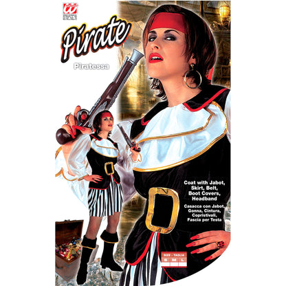 "PIRATIN" (Kasack mit Jabot, Rock, Gürtel, Stiefelüberzieher, Haarband)