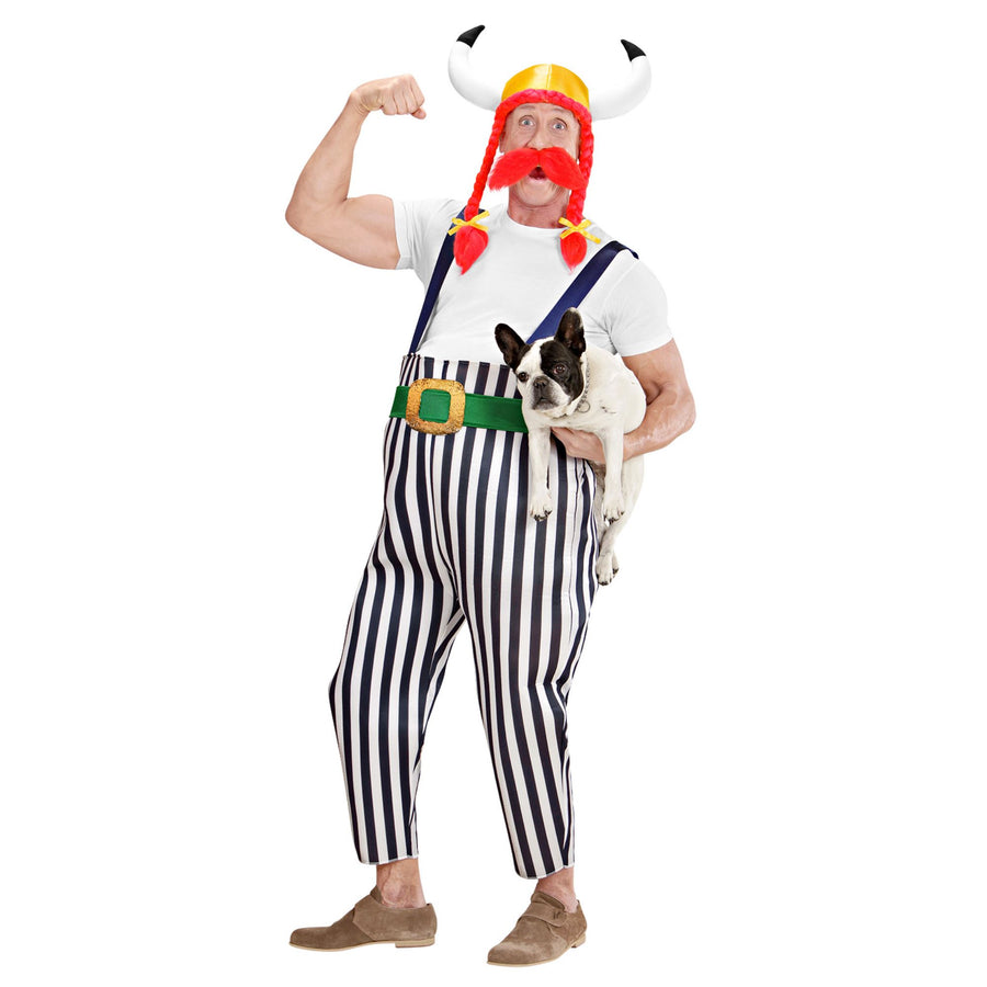 Widmann Gallier-Kostüm für Herren mit Maxi-Hose, Helm und Schnurrbart – Detailansicht