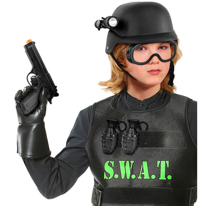 "SET S.W.A.T." (Helm mit taktischer Brille und Taschenlampe, Pistole, 2 Handbomben)