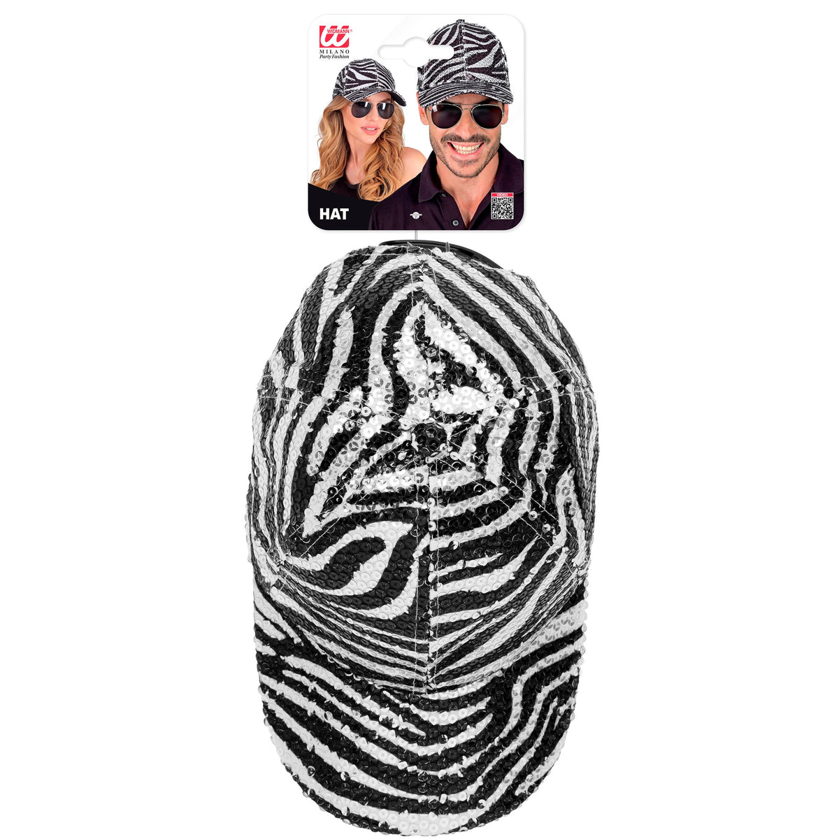 "PAILLETTEN BASECAP IN ZEBRAMUSTER"