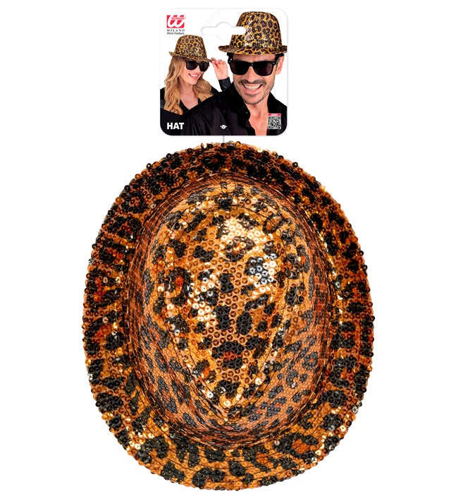 "PAILLETTEN FEDORA IN LEOPARDENMUSTER"
