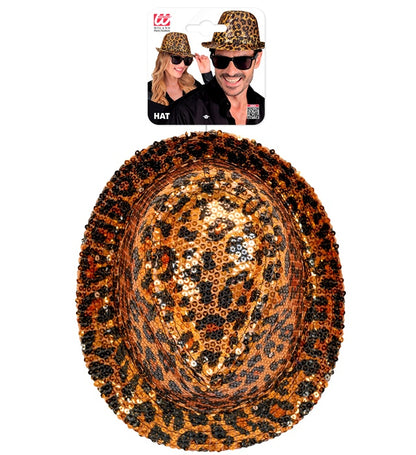 "PAILLETTEN FEDORA IN LEOPARDENMUSTER"