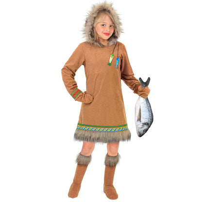 "ESKIMO" (Kleid mit Kapuze, Handschuhe, Stiefelüberzieher)