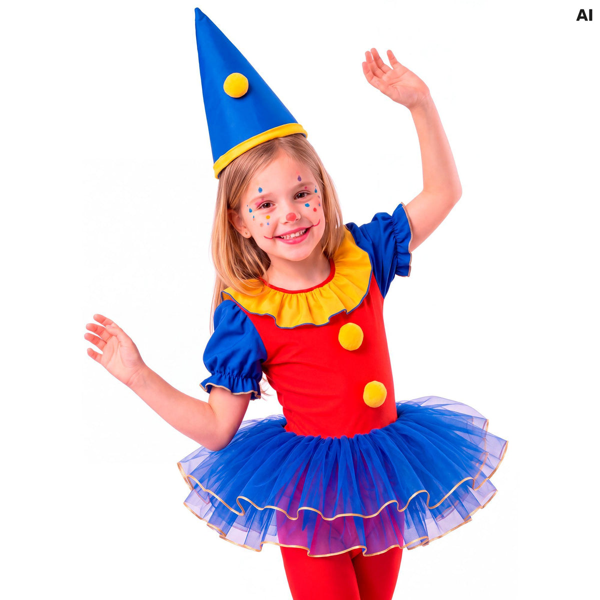 Widmann Ballerina-Clown-Kostüm für Kinder mit Tutu und Hut – Produktansicht