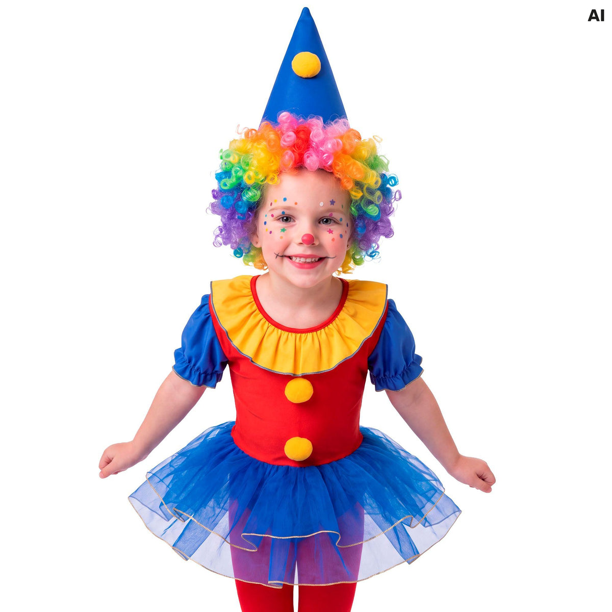 Widmann Ballerina-Clown-Kostüm für Kinder mit Tutu und Hut – Detailansicht