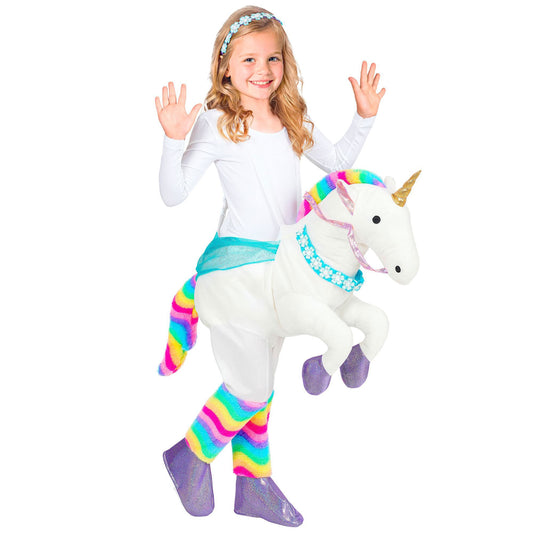 Einhorn Huckepack Kostüm mit verstellbaren Tragegurten und passendem Haarreif