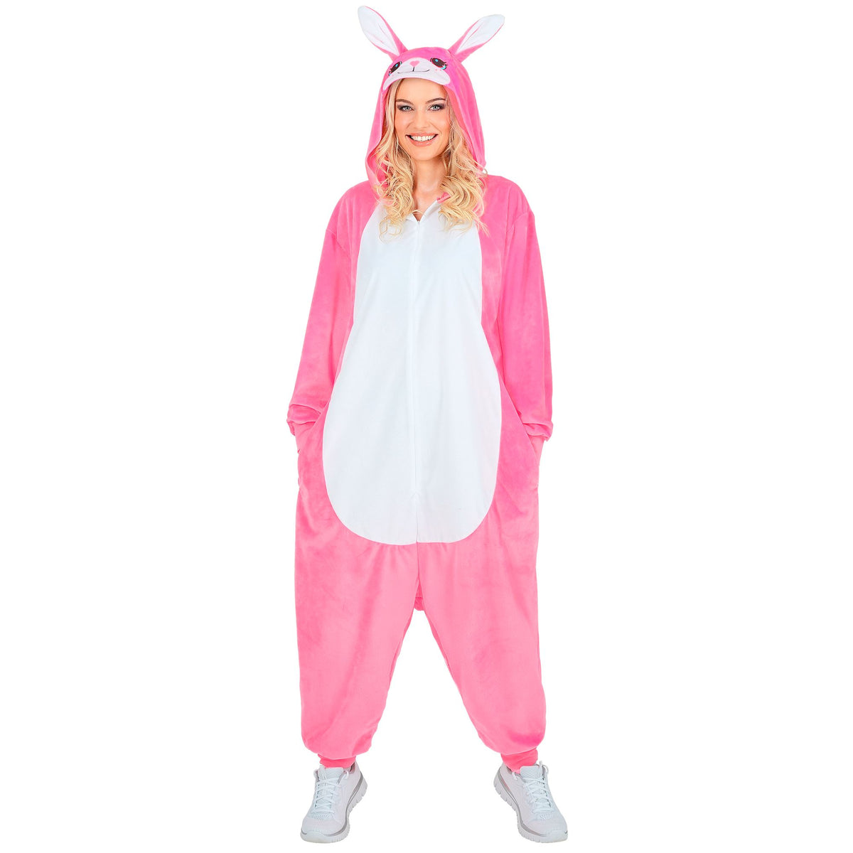 Widmann Häschen-Plüschkostüm als Onesie mit Kapuze – Seitenansicht