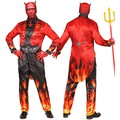 "TEUFEL FAST COSTUME" (Oberteil, Hose, Handschuhe, Maske mit Horn)