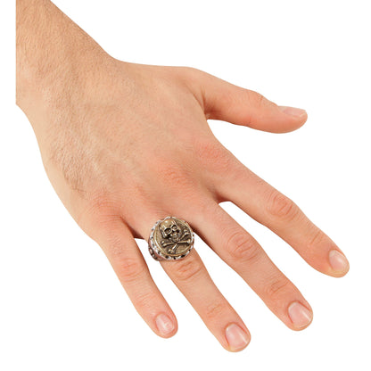 "RING MIT TOTENKOPF UND GEKREUZTENKNOCHEN"