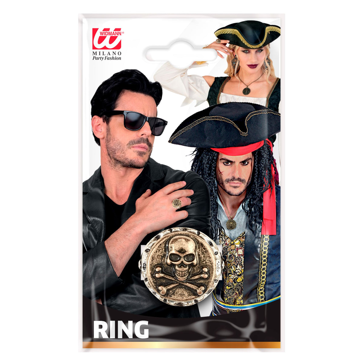 "RING MIT TOTENKOPF UND GEKREUZTENKNOCHEN"