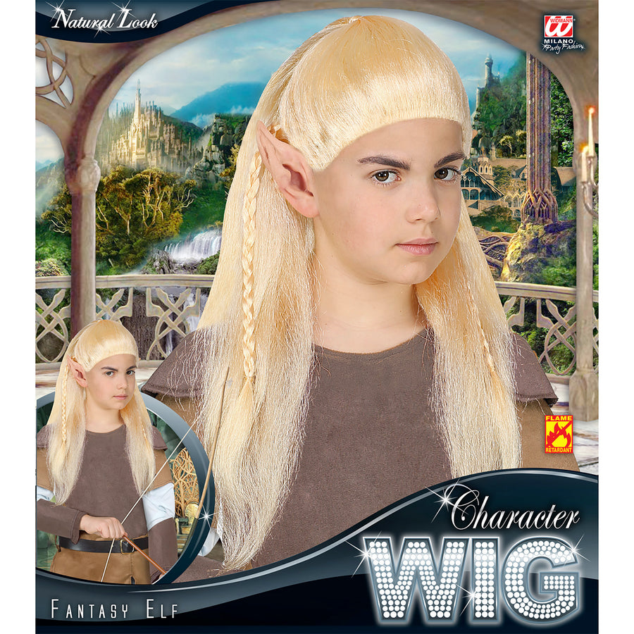Widmann blonde Elfen-Perücke Fantasy für Kinder in Box – Detailansicht