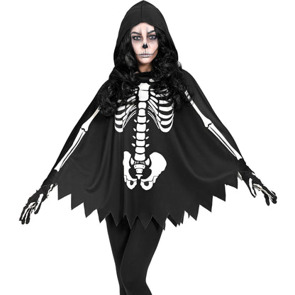 "SKELETT" (Poncho mit Kapuze)