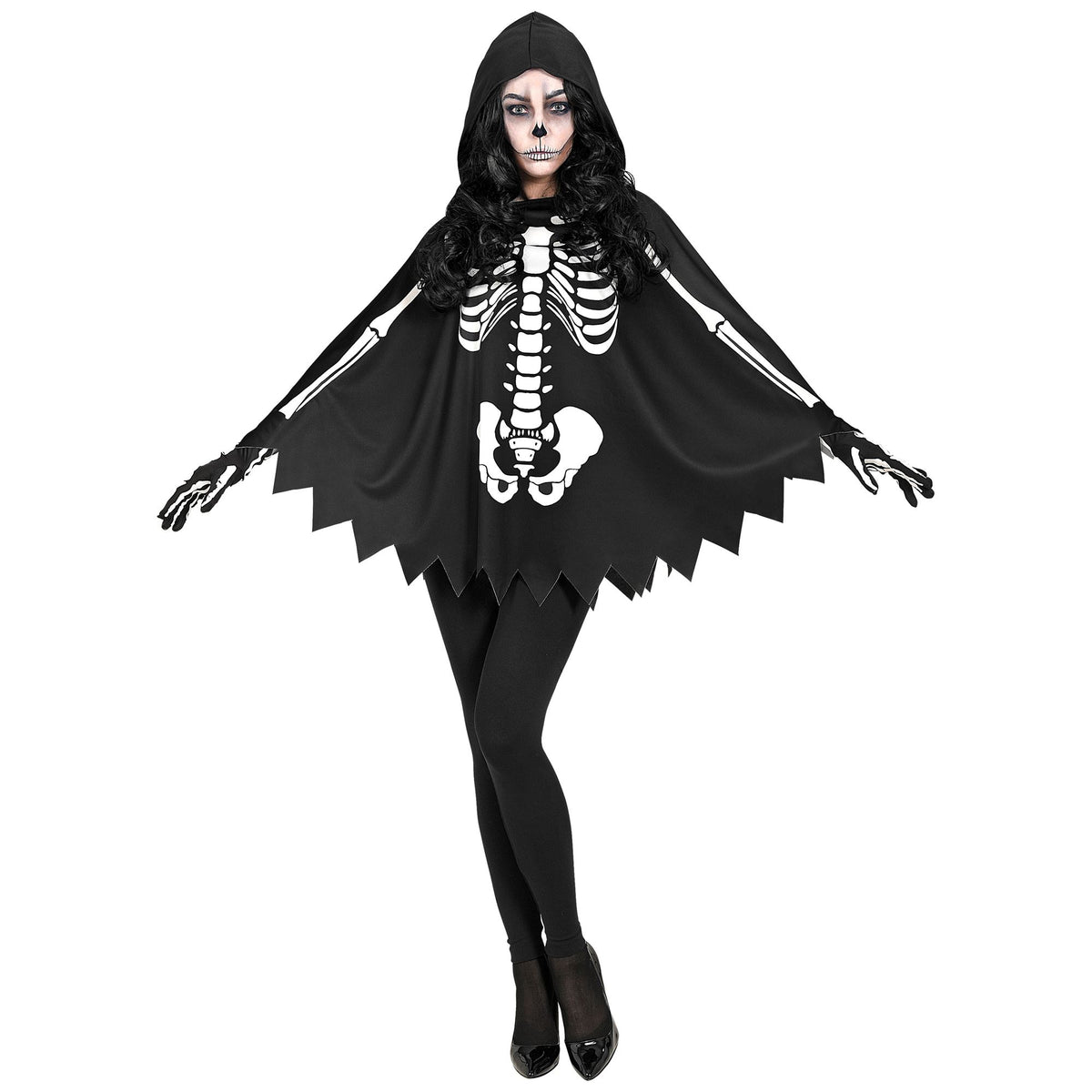 "SKELETT" (Poncho mit Kapuze)