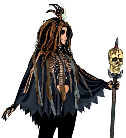 "VOODOO PRIESTERIN" (Poncho mit Kapuze)