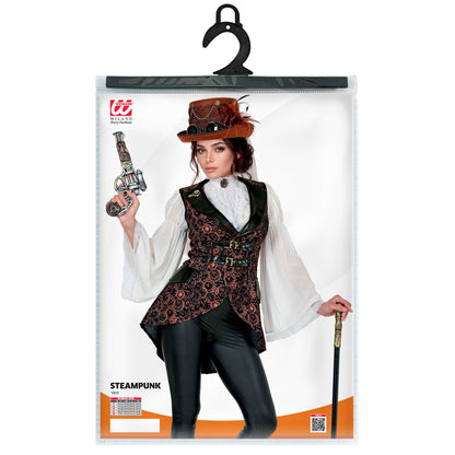 Widmann braune Steampunk-Weste für Damen – Rückansicht