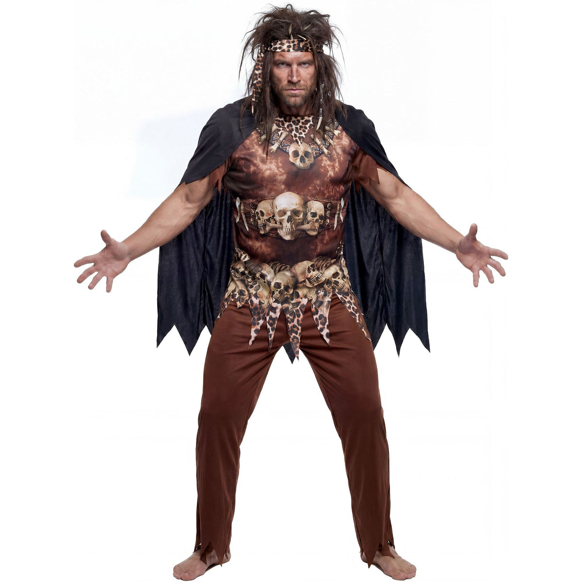 "VOODOO PRIESTER" (Oberteil, Hose, Sitrnband, Umhang)