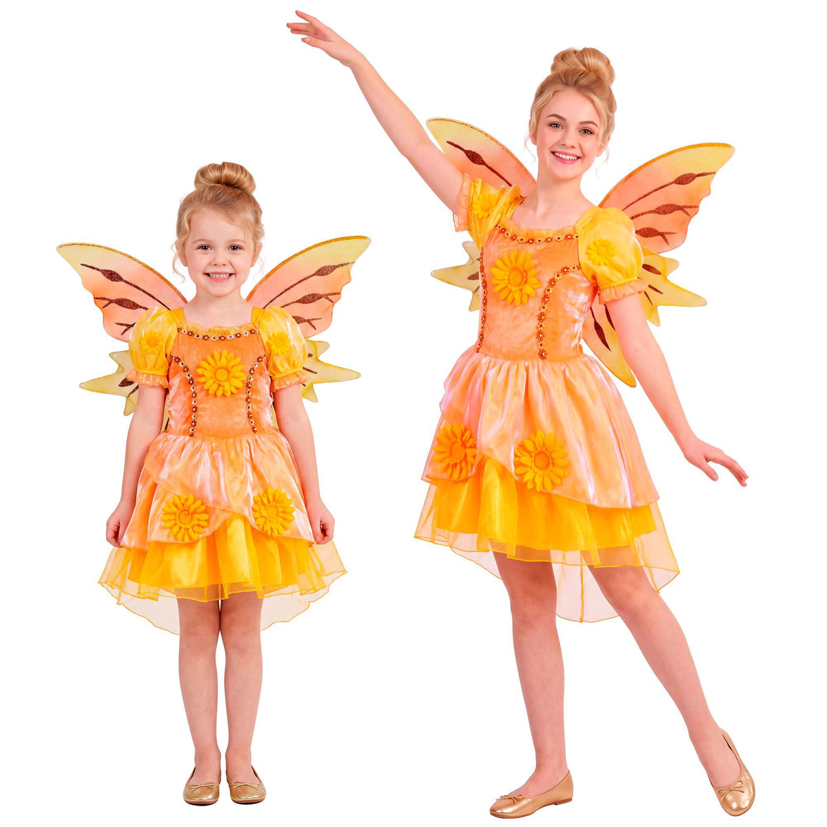 Summer Fairy Kinderkostüm von Widmann mit gelbem Kleid und Flügeln – Produktansicht