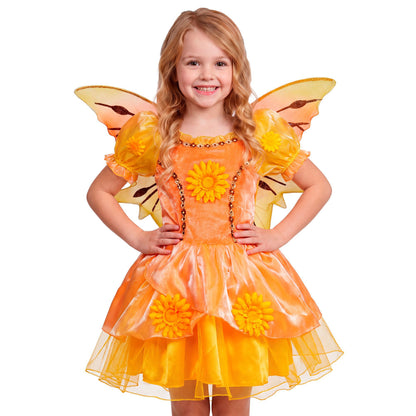 Summer Fairy Kinderkostüm von Widmann mit gelbem Kleid und Flügeln – Rückansicht