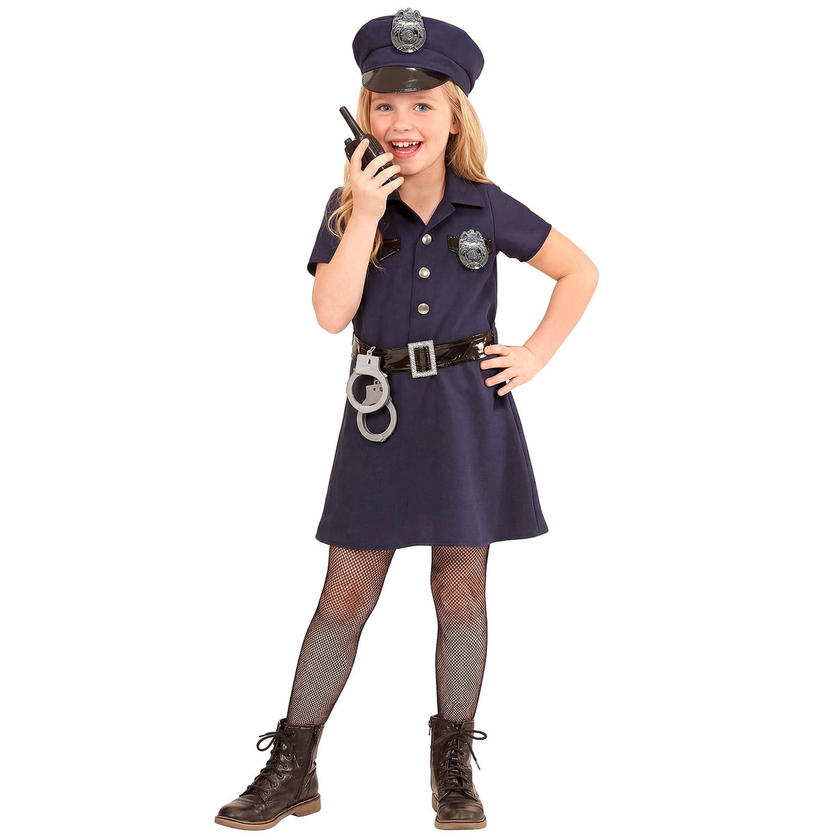 "POLIZISTIN" (Kleid, Gürtel, Mütze, Handschellen, Walkie-Talkie)