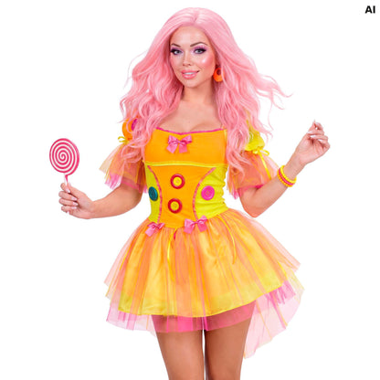 Widmann Neon Fantasy Girl Kleid in Gelb für Erwachsene – Produktansicht
