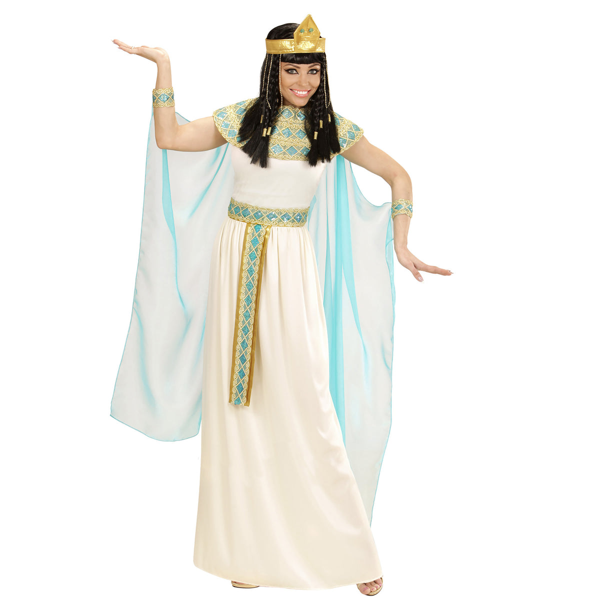 "CLEOPATRA" (Kleid mit Gürtel, Armbänder, Stirnband, Umhang)