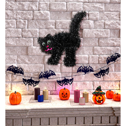 "SCHWARZE KATZE AUS LAMETTA" 30 x 36 cm