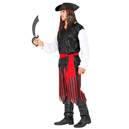 "PIRAT DER KARIBIK" (Hemd mit Weste, Hose, Gürtel, Stirnband, Hut)