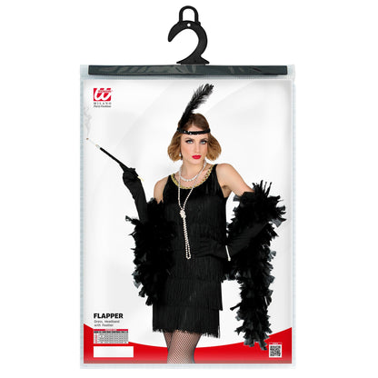 "20er JAHRE CHARLESTON FLAPPER" (Kleid, Stirnband mit Feder)