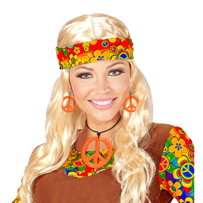 "NEON ORANGES HIPPIE SET PEACE KETTE & OHRRINGE"