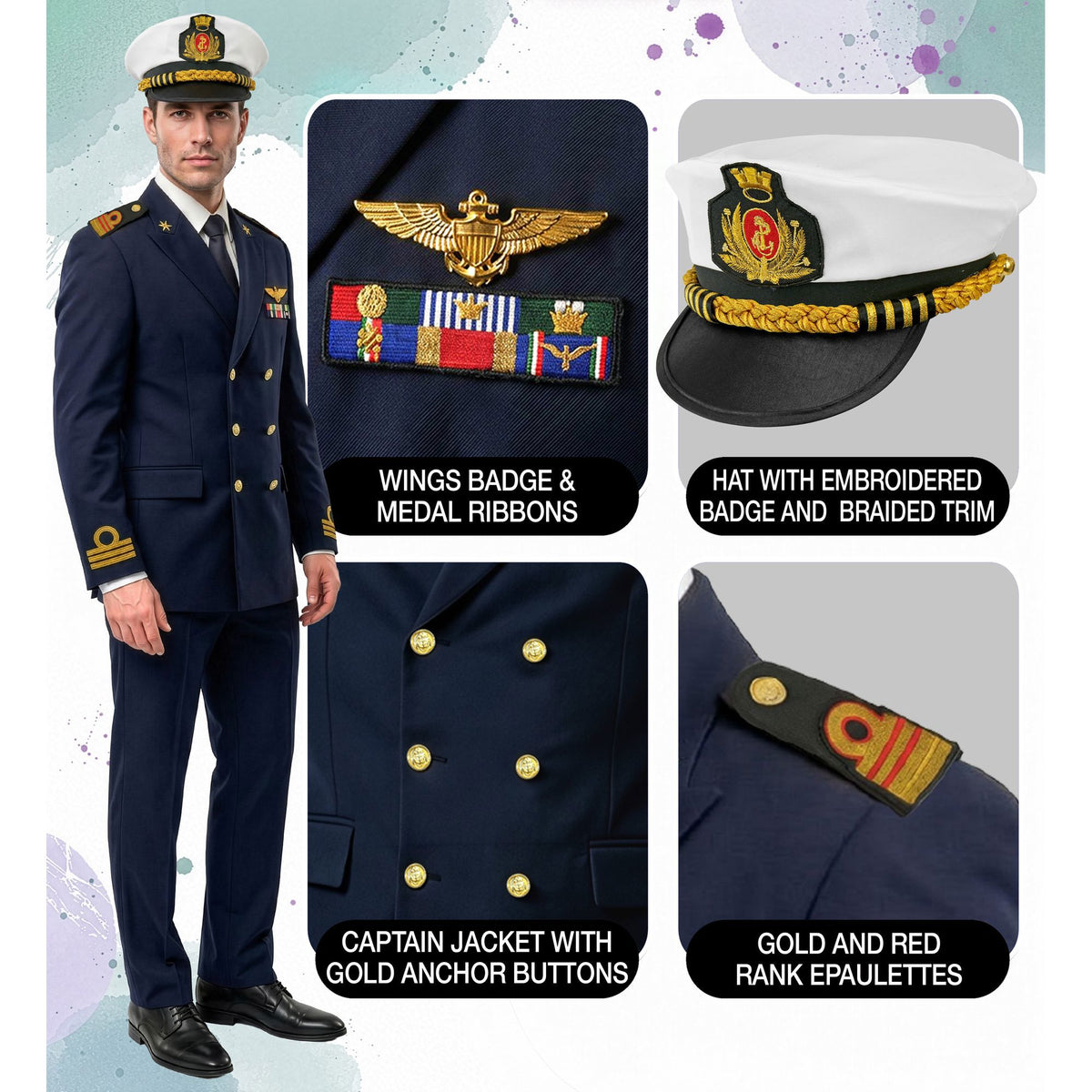 "NAVY KAPITÄN" (Jackett, Hose, Mütze)