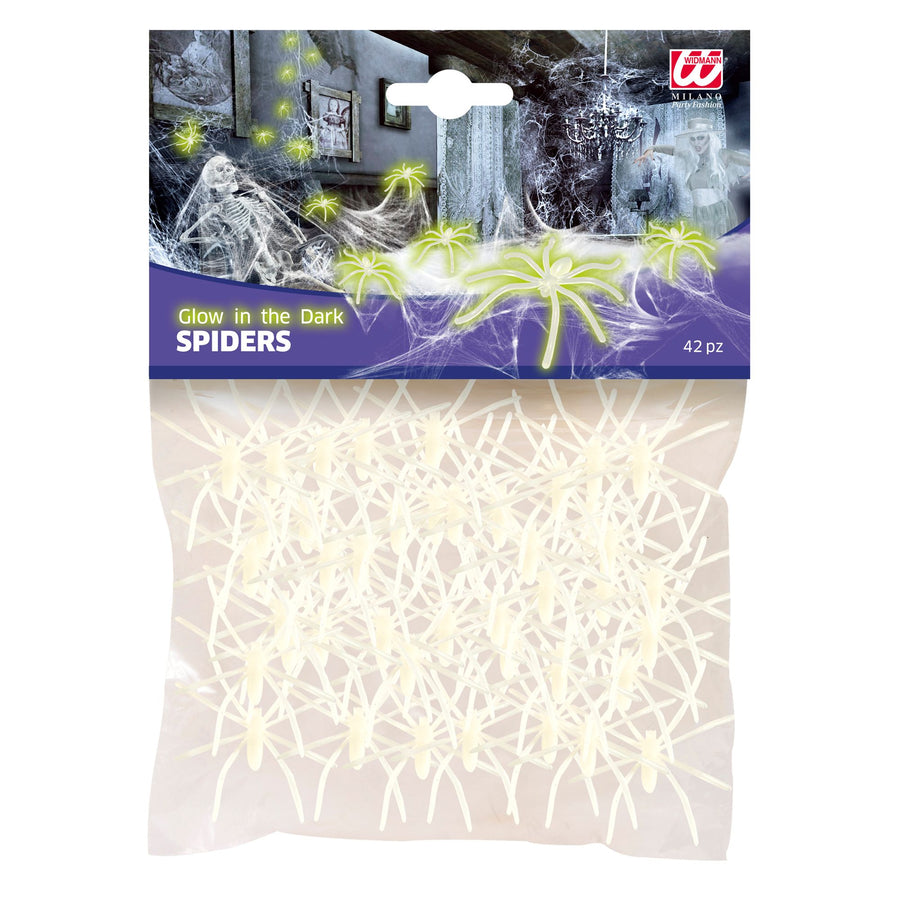 Widmann Set mit 42 Neonspinnen für Halloween-Dekoration – Produktansicht