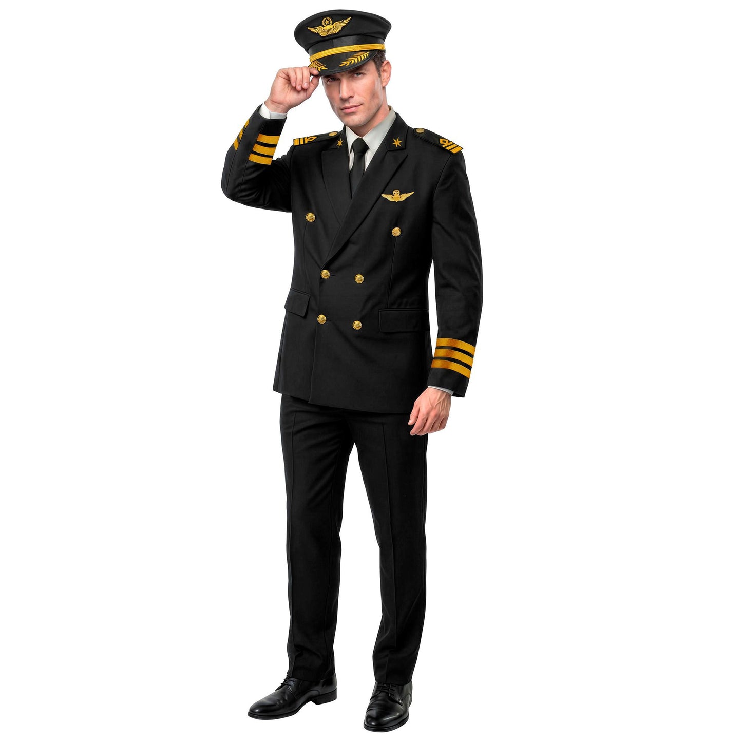Pilot Kostüm mit Jackett, Hose und Mütze – Perfekt für Fasnacht & Mottoparty