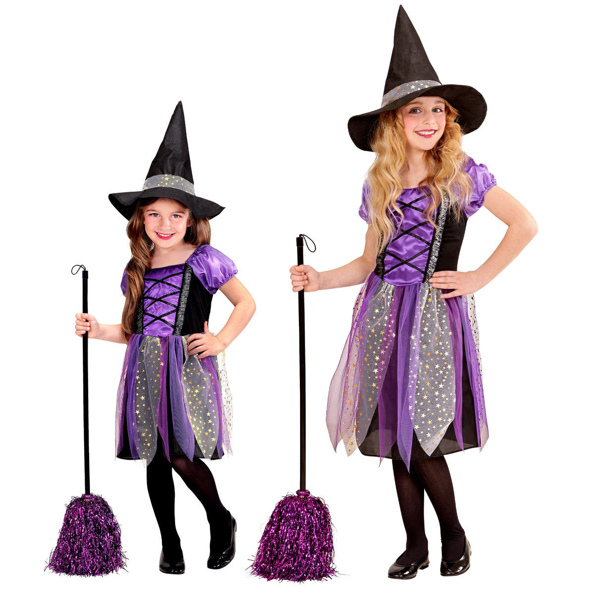 Widmann Kostümoberteil Hexen-Kostüm für Kinder mit Kleid und spitzem Hut