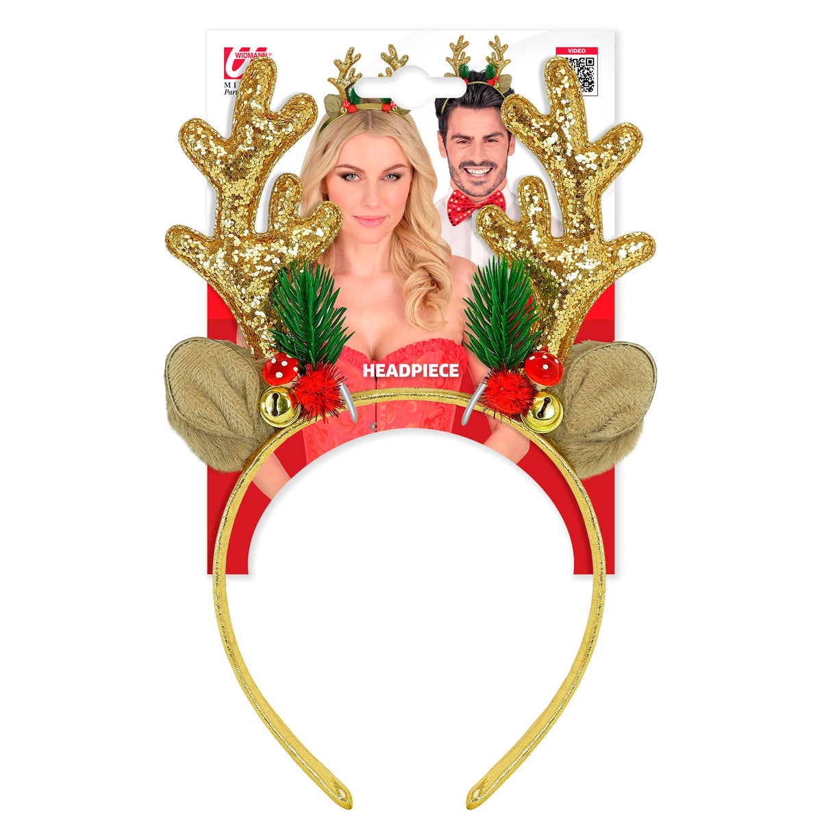 Widmann goldener Glitter-Rentier-Haarreif – Detailansicht