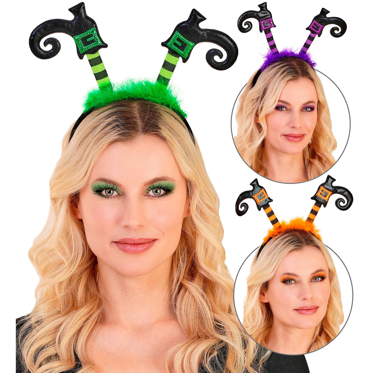 Widmann Hexenbeine-Haarreif für Halloween in sortierten Farben – Rückansicht