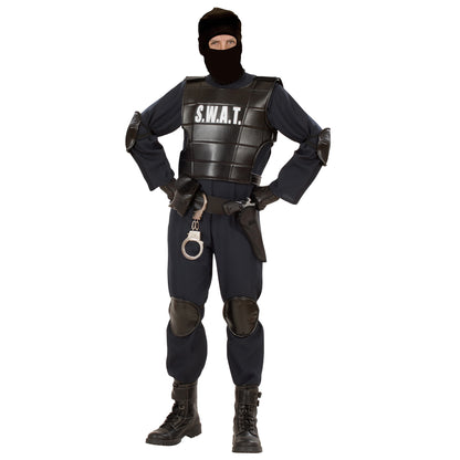 "S.W.A.T. OFFICER" (Overall, Schusssichere Weste, Gürtel mit Halfter und Tasche, Knieschützer, Ellenbogenschützer, Maske)