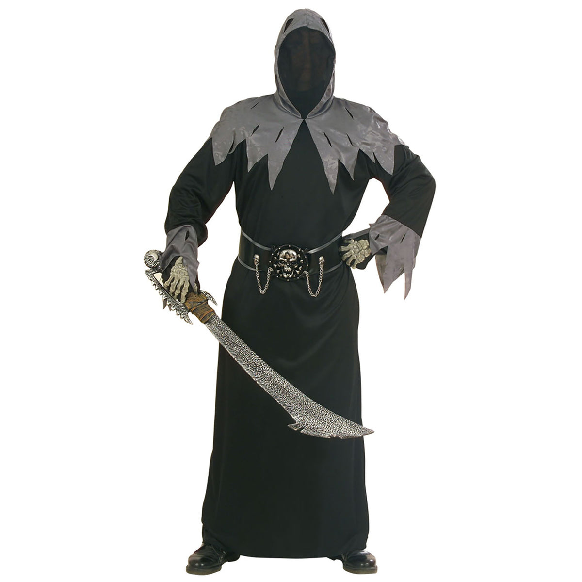 "SKULL WARLORD" (Robe mit Kapuze und Maske mit unsichtbarem Gesicht, Gürtel mit 3D Schnalle und Ketten)