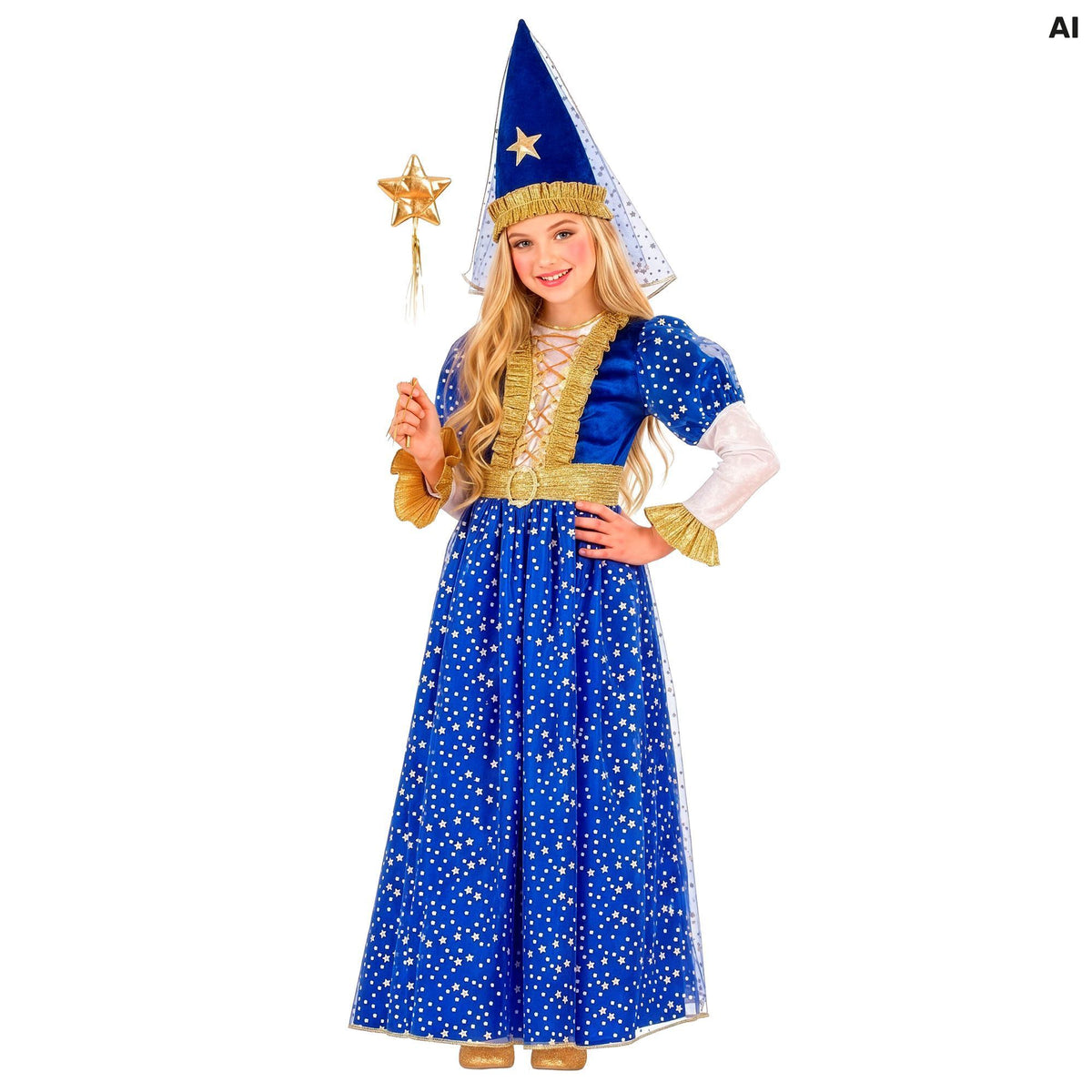 "STERNENFEE" (Kleid, Gürtel, Hut mit Schleier)