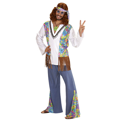 "WOODSTOCK HIPPIEMANN" (Hemd mit Weste, Hose, Stirnband)